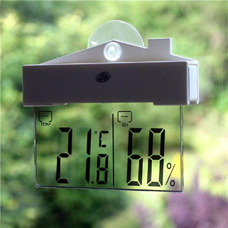 Weather Station Indoor - Digitale raamthermometer Hydrometer Zuignap Groot LCD-scherm