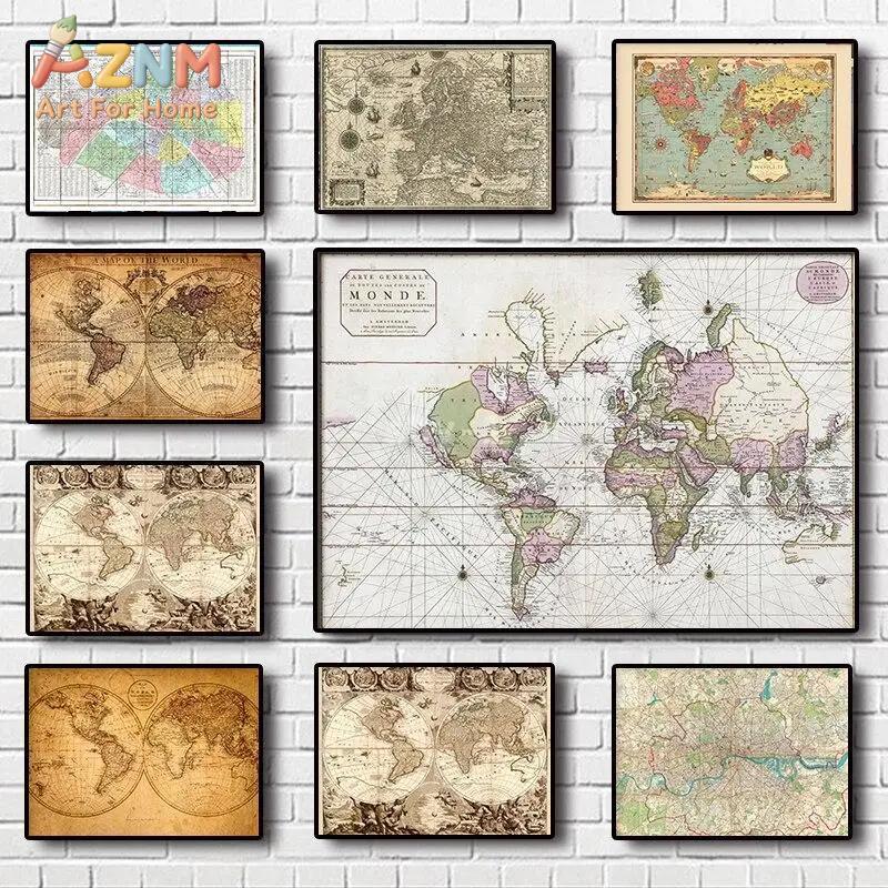 Vintage Wereldkaart Canvas Pri - Star Map Poster recensie en prijs